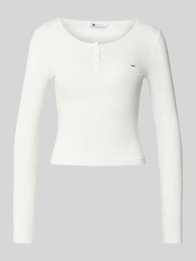 Tommy Jeans Longsleeve Henley-Shirt mit Rippstruktur Offwhite 2