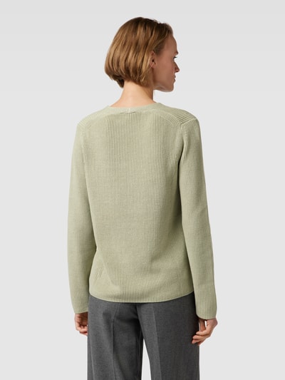 Tom Tailor Gebreide pullover in effen design met V-hals Rietgroen - 5