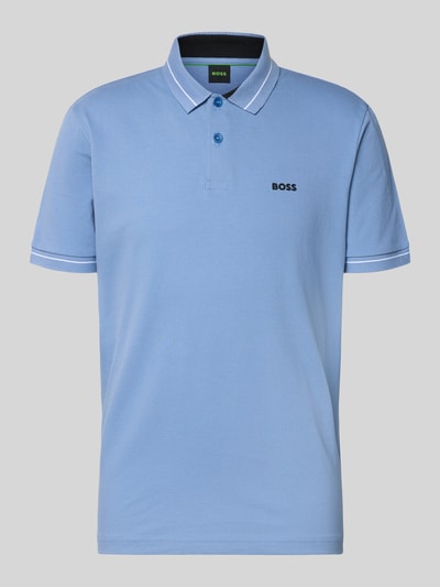 Produktfoto, Regular Fit Poloshirt aus Baumwoll-Mix Modell 'PL_Member' von BOSS Green, niebieski, bawełniany piké, napis logo, kontrastowe paski