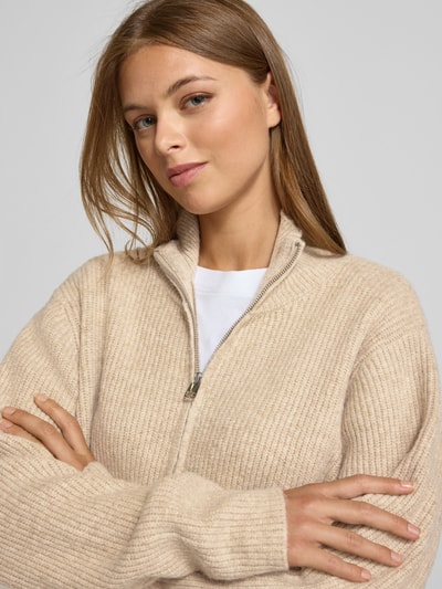 ICHI Regular fit gebreid jack met opstaande kraag, model 'IHDUCIE' Beige - 3