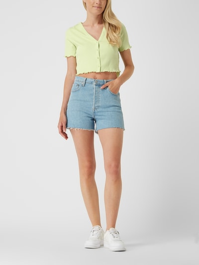 Noisy May Cropped Shirt mit Muschelsaum Modell 'Drakey' Rosa 1