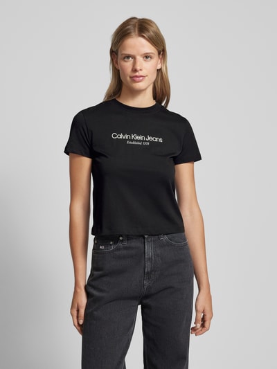 Calvin Klein Jeans T-shirt met labelprint Zwart - 4