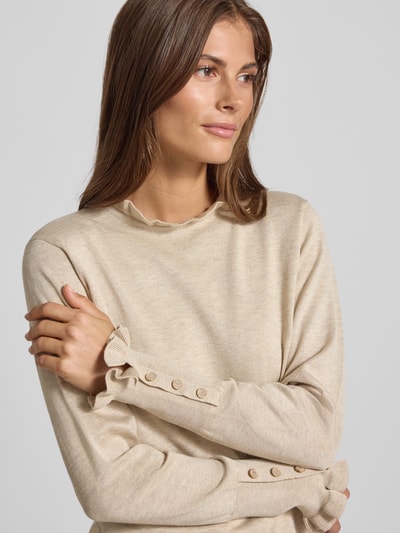 FREE/QUENT Regular Fit Longsleeve aus Viskose-Mix Modell 'Katie' Beige 3