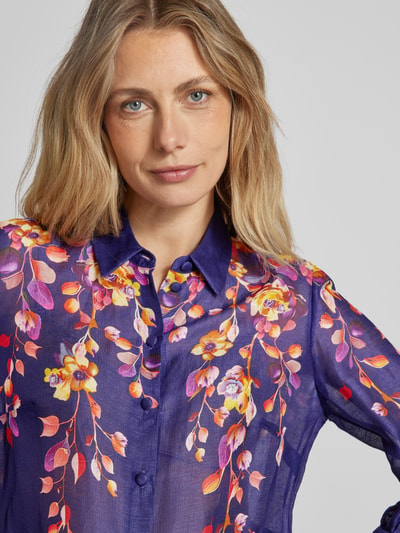 Marc Cain Linnen blouse met platte kraag Paars - 3