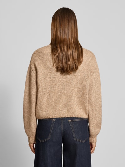 Oui Sweter z dzianiny z golfem Beżowy melanż 5