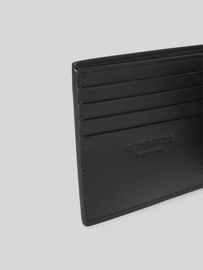 Produktfoto, portemonnee met reliëflogo van Dsquared2, zwart, steekvakken, logoprint, sleutelring, breedte 22 cm, lengte 9 cm, hoofdvak