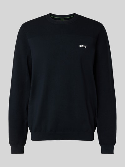 BOSS Green Regular Fit Strickpullover mit Woll-Anteil Modell 'MOMENTUM' Dunkelblau 2