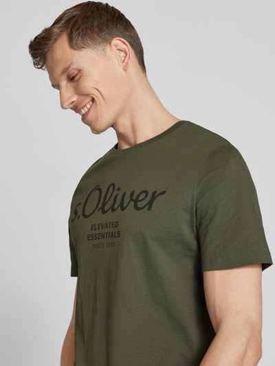 s.Oliver RED LABEL T-shirt met labelprint Olijfgroen - 3