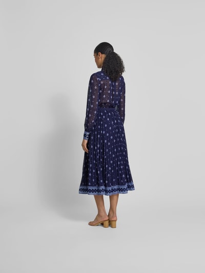 Self-Portrait Midikleid mit Zierschleife Marine 5