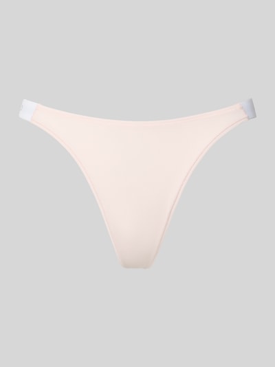 Produktfoto, String mit seitlichen Label-Bundeinsätzen Modell 'HUGO ID STRING' von HUGO aus Baumwoll-Mix in unifarbener Optik mit elastischem Bund und Label-Schriftzug auf neutralem Hintergrund.