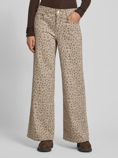 Milano Italy Jeansy rozkloszowane ze zwierzęcym wzorem Beżowy 4