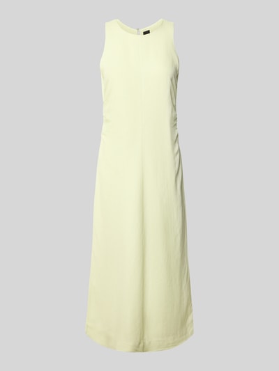 Produktfoto, A-Linien Midikleid aus Leinen-Viskose-Mix Modell 'DELINNA' von BOSS Orange, Optik: Unifarben, Passform: A-Linie, Länge: Midi, Rundhals, Ärmelform: Ohne, Details: Raffungen, feine glatte Textur.