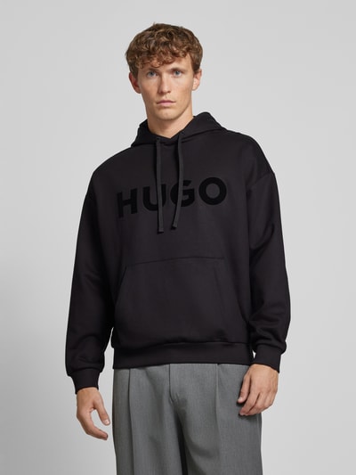 HUGO Hoodie met labelprint, model 'Ditchle' Zwart - 4