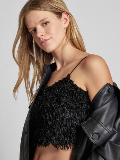 Only Crop Top mit Federn Modell 'FEATHER' Black 3