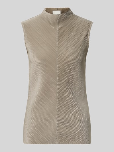 Produktfoto, Slim Fit Top mit Label-Detail von Calvin Klein Womenswear w kolorze beżowym, gładka faktura, geometryczne linie