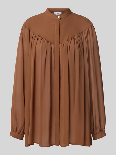 Produktfoto, Relaxed Fit blouse uit zuiver viscose Model 'Bravo' van Marella in bruin met opstaande kraag, lange mouwen, ruglengte maat 36: 71 cm, mouwlengte maat 36: 64 cm, gladde textuur