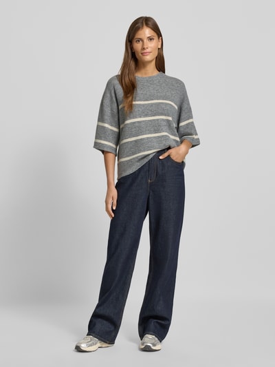 ICHI Strickpullover mit 1/2-Arm Modell 'DASILA' Dunkelgrau 1