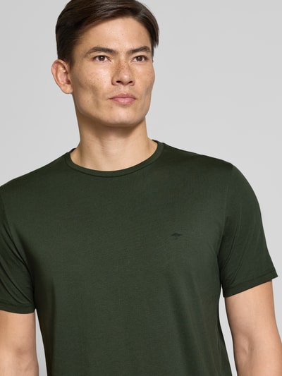 Fynch-Hatton T-shirt met labelstitching Donkergroen - 3