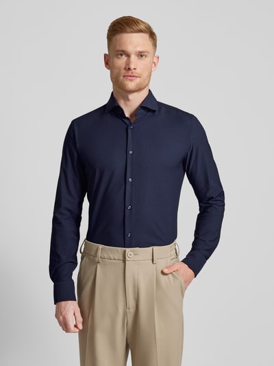 BOSS Slim fit zakelijk overhemd met haaikraag, model 'Hank' Marineblauw - 4