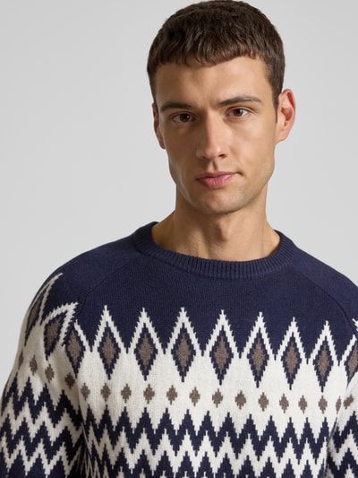 Christian Berg Men Strickpullover aus Woll-Mix mit Rundhalsausschnitt Marine 3