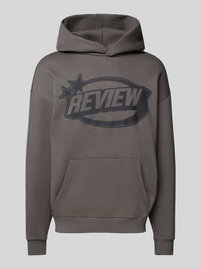 REVIEW Hoodie mit Label-Print Dunkelgrau 1