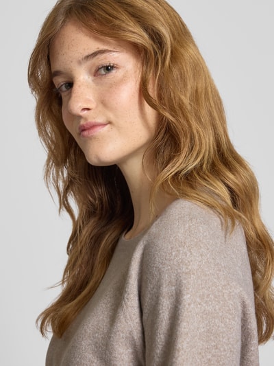 Pieces Regular fit T-shirt met raglanmouwen, model 'BREE' Taupe gemêleerd - 3