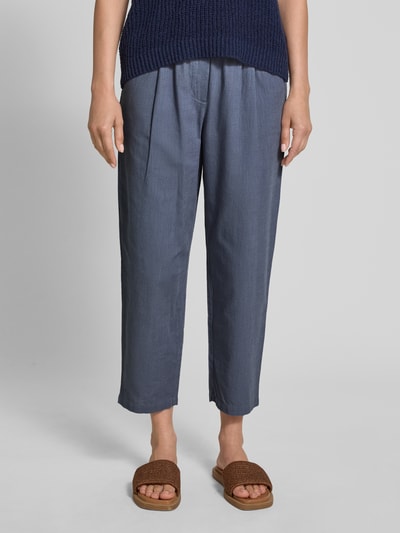 JAKE*S STUDIO WOMAN Stoffen broek met verkorte pasvorm en elastische band Jeansblauw - 4