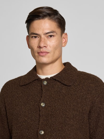 SELECTED HOMME Regular Fit Strickjacke aus Woll-Mix Modell 'LOYD' Dunkelbraun 3