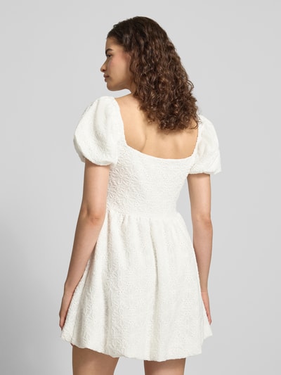 Gina Tricot mini-jurk met bloemige stitching met gaatjes Offwhite - 5