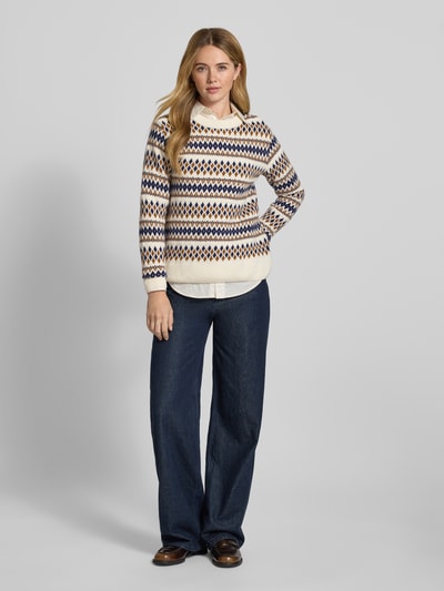 Gant Gebreide pullover met ribboorden, model 'FAIRISLE' Ecru - 1