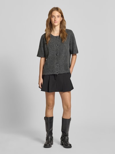 Pieces Regular fit gebreid jack met korte mouwen, model 'JIKO' Middengrijs gemêleerd - 1