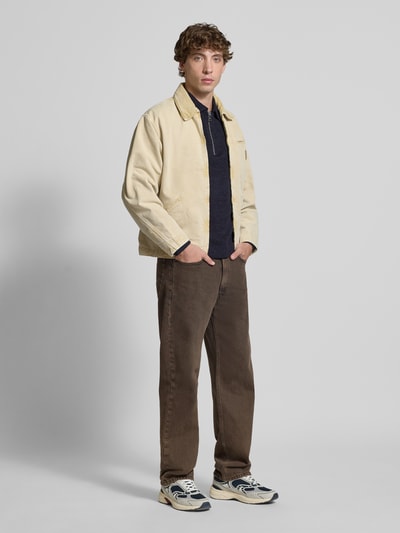 Marc O'Polo Denim Relaxed Fit Strickpullover im Polo-Stil aus Baumwoll-Mix Marine 1