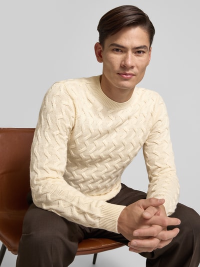 Casual Friday Strickpullover mit Zopfmuster Modell 'VINBORG' Offwhite 3