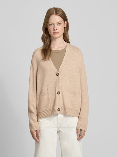 comma Strickjacke aus Woll-Mix mit V-Ausschnitt Sand 4