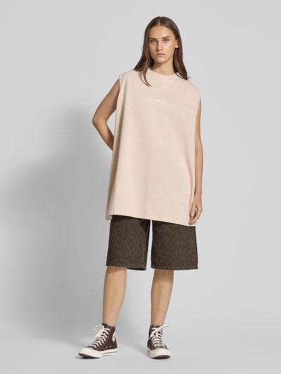 Karo Kauer Oversized Tanktop mit Label-Print Sand 1