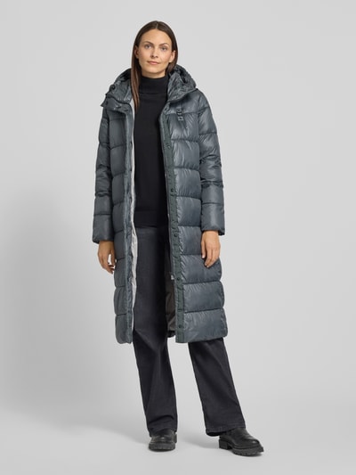 Blauer Usa Gewatteerde lange jas met labeldetail, model 'BELLEVUE' Donkergrijs - 1