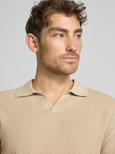 JAKE*S STUDIO MEN Koszulka polo o kroju regular fit z fakturowanym wzorem Szarobrązowy 3