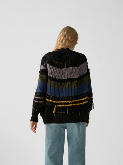 Maison Flaneur Strickjacke im Destroyed-Look Olivgrün 5