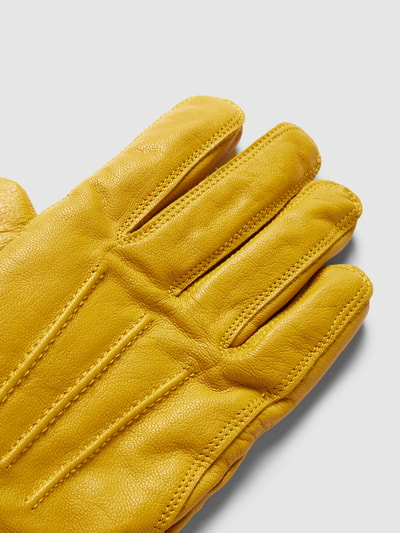 Pearlwood Rękawiczki z koziej skóry z ozdobnymi szwami Żółty 3