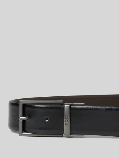 BOSS Leren riem met gegraveerd label, model 'Otano' Zwart - 2