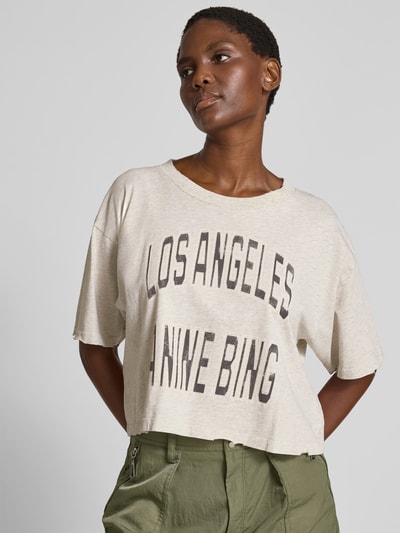 Anine Bing Cropped T-Shirt mit Logo-Print Hellgrau 3