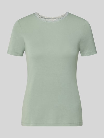Produktfoto, Slim Fit T-Shirt aus Viskose-Mix mit Spitzenbesatz von Christian Berg Woman in zartem Mintgrün, strukturierte Oberfläche