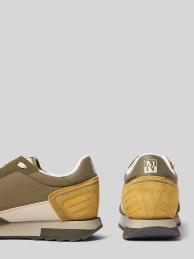 Napapijri Sneakersy z mieszanki skóry ze sznurowaniem i detalem z logo Oliwkowy 2