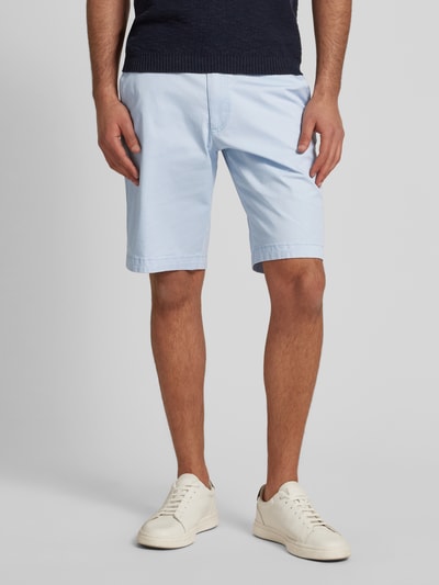 bugatti Regular fit korte chino met ceintuurlussen, model 'Flat' Lichtblauw - 4