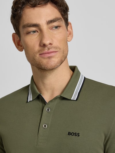 BOSS Green Regular fit poloshirt van puur katoen, model 'PLISY' Donkergroen - 3