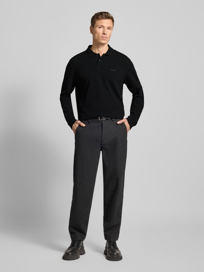 BOSS Orange Koszulka polo o kroju regular fit z mieszanki bawełny model ‘PETEMPESTOLONG’ Czarny 1