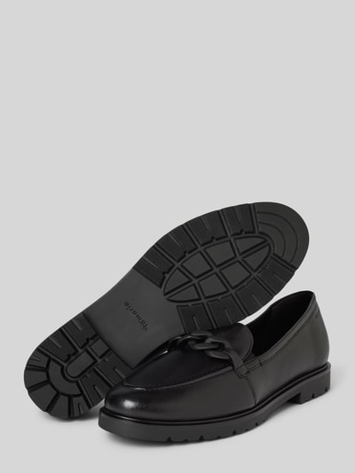 Tamaris Loafers van leer met profielzool Zwart - 4