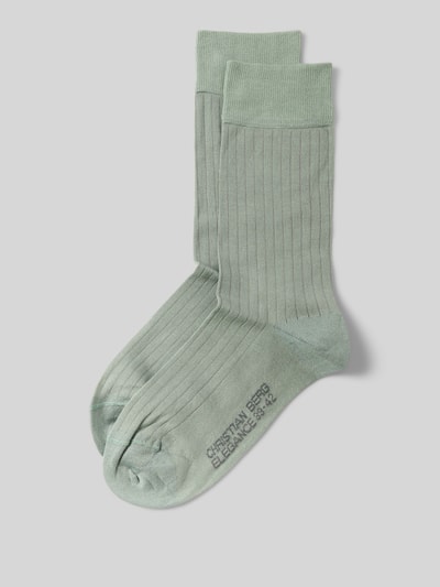 Christian Berg Men Socken mit Label-Print im 2er-Pack Metallic Gruen 1