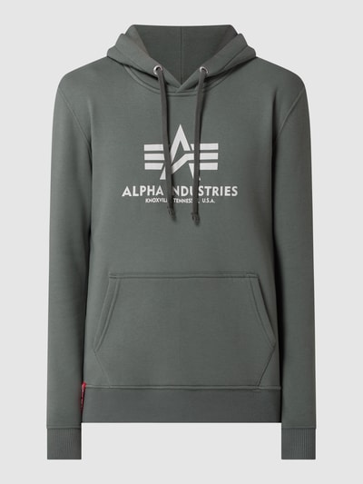 Alpha Industries Bluza z kapturem z nadrukiem z logo Ciemnozielony 2