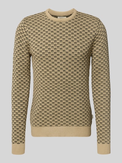 Blend Gebreide pullover met ribboorden, model 'BALEN' Beige - 2